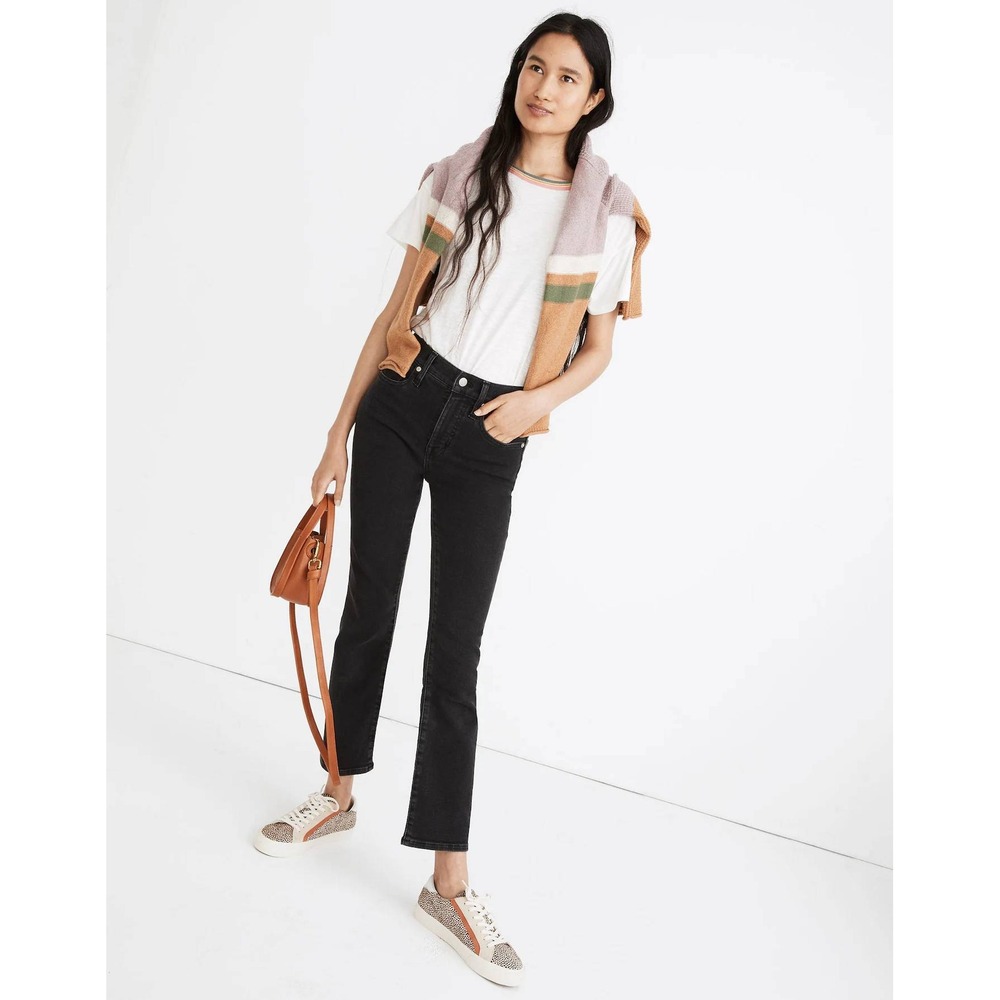 Madewell Cali Demi Boot Jeans 31 Starkey Wash Charcoal‎ Gray Crop Stretch Denim